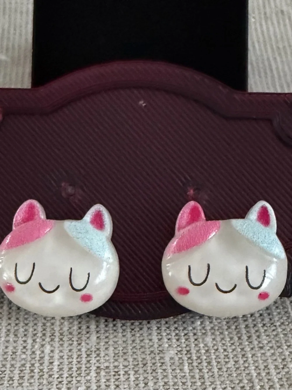 Cute Pink Dessert & Cat Clip-On Earring Set